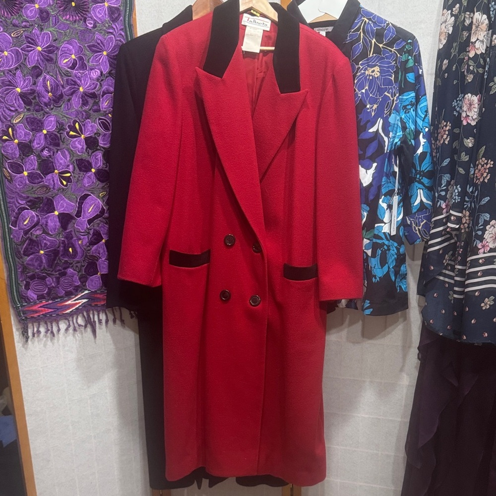 Talbots Red and Black Double-Breasted Blazer